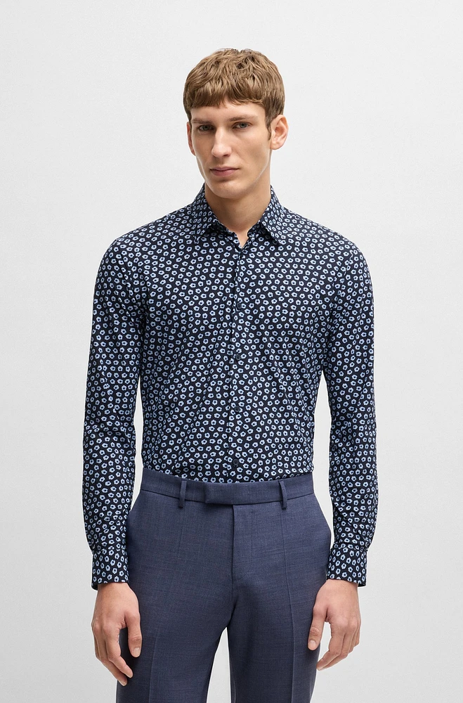 Slim-fit shirt floral-print performance-stretch jersey