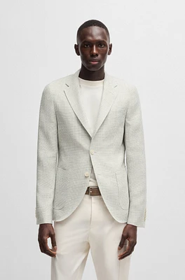 Slim-fit blazer checked linen and wool
