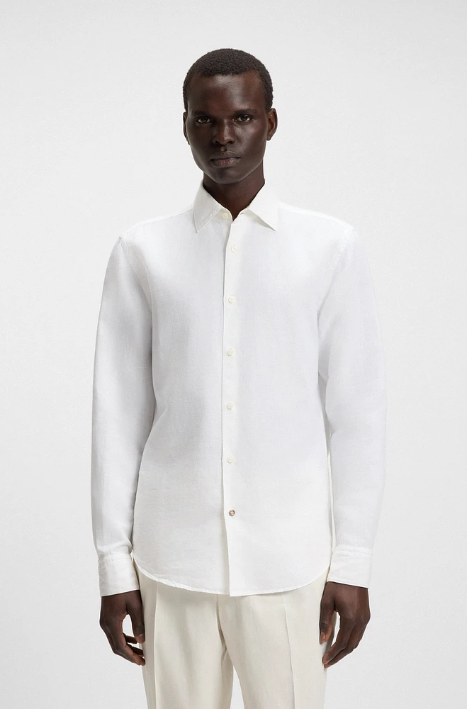 Regular-fit shirt linen-cotton chambray