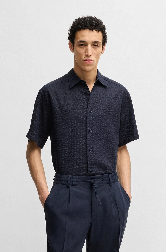 Relaxed-fit shirt Italian linen seersucker