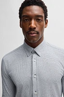 Slim-fit shirt patterned cotton jacquard