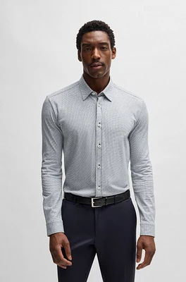 Slim-fit shirt patterned cotton jacquard