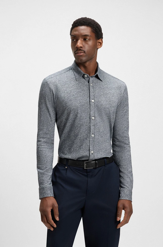 Slim-fit shirt slub cotton-linen jersey