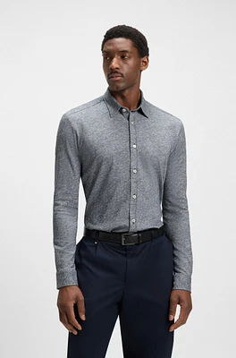 Slim-fit shirt slub cotton-linen jersey