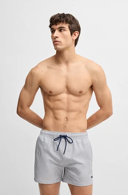 Swim shorts striped seersucker fabric
