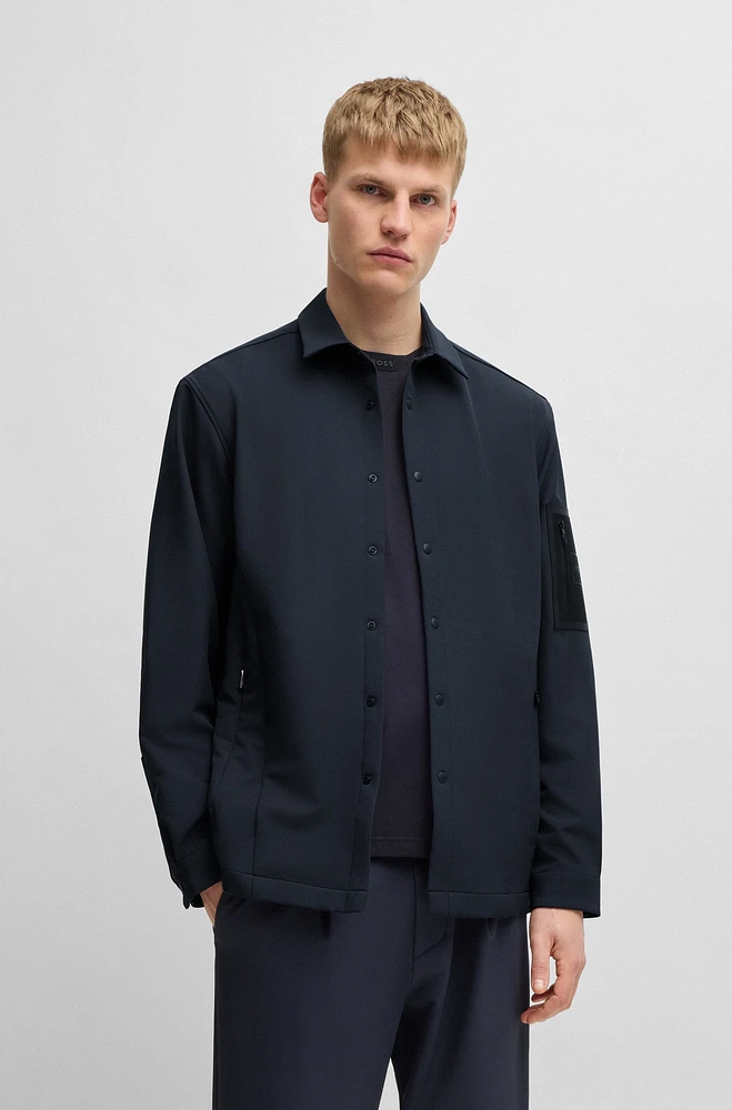 Relaxed-fit overshirt water-repellent stretch fabric