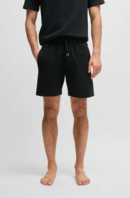 Cotton-terry shorts with outline logo embroidery