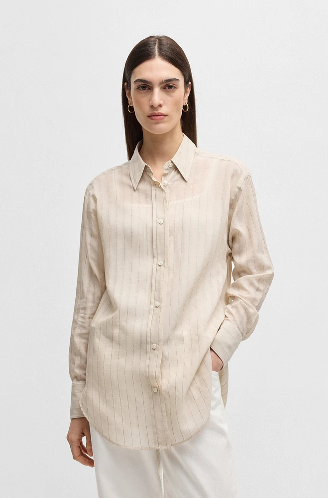 Regular-fit blouse striped cotton