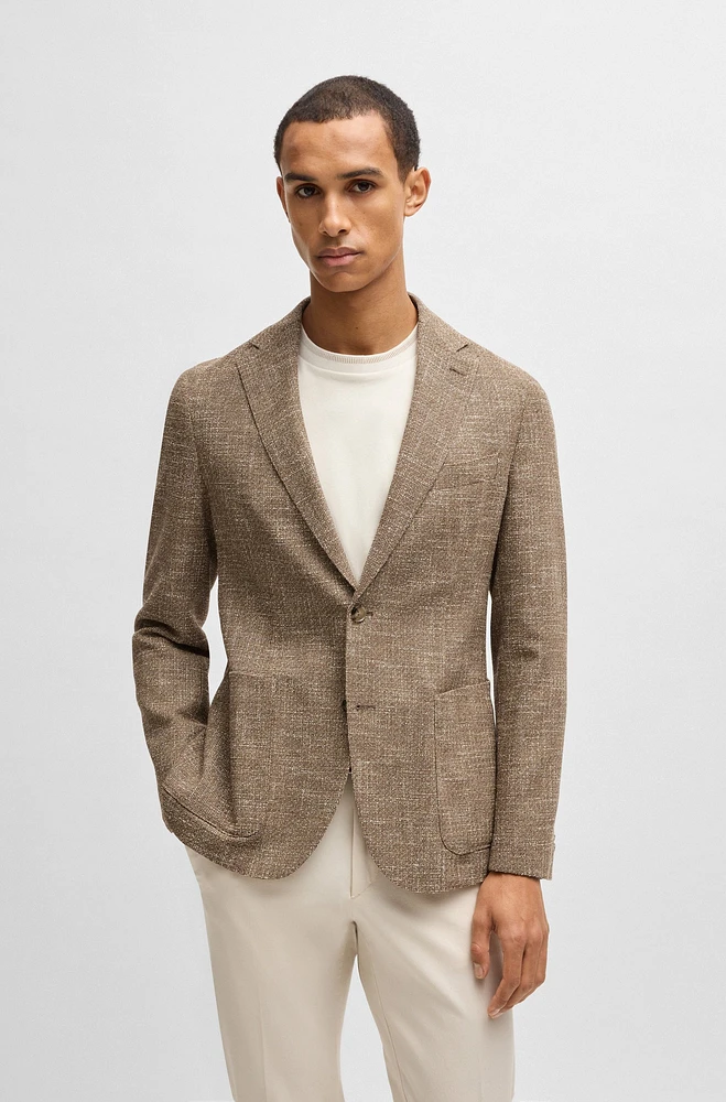 Regular-fit blazer micro-patterned stretch tweed