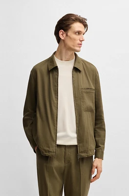 Relaxed-fit zipped overshirt a linen blend