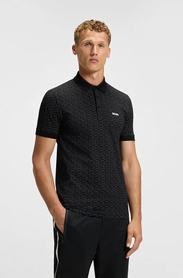 Paddy polo shirt stretch cotton with printed pattern