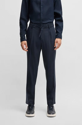 Tapered-fit machine-washable tailored trousers a linen blend