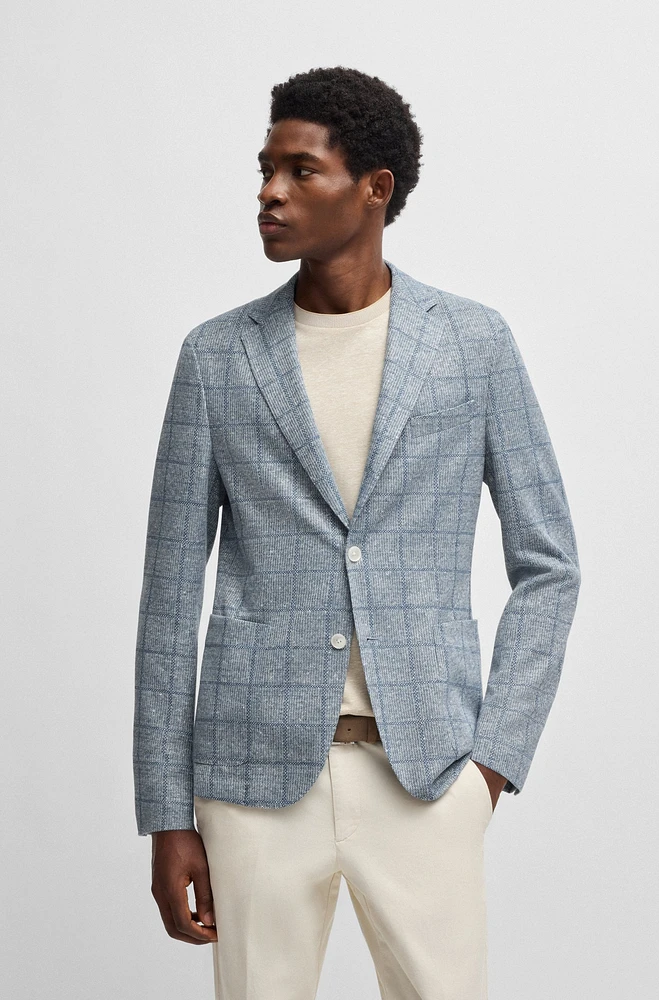 Slim-fit blazer checked stretch fabric