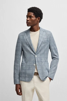 Slim-fit blazer checked stretch fabric