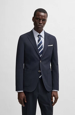 Slim-fit blazer wool seersucker with silk