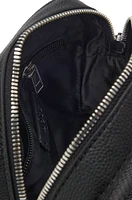 Reporter bag in faux leather with monogram-embossed panels