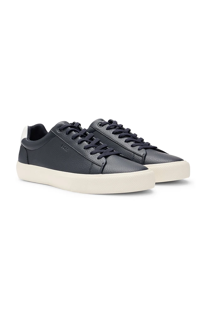Faux-leather trainers with contrast backtab