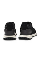 Trainers with knit and burnished-leather trims