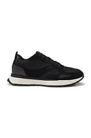 Trainers with knit and burnished-leather trims