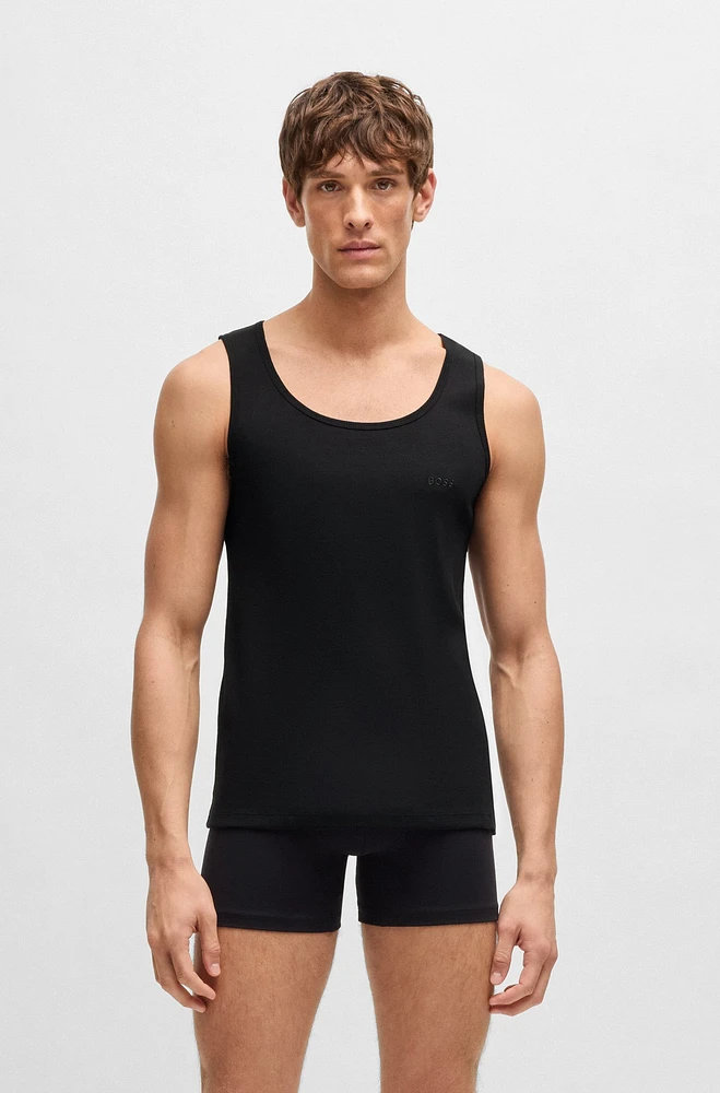 Three-pack of cotton tank tops with embroidered logos