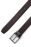 Reversible Italian-leather belt with gunmetal hardware