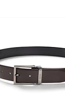 Reversible Italian-leather belt with gunmetal hardware