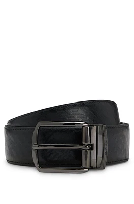 Reversible belt in monogrammed and structured Italian leather