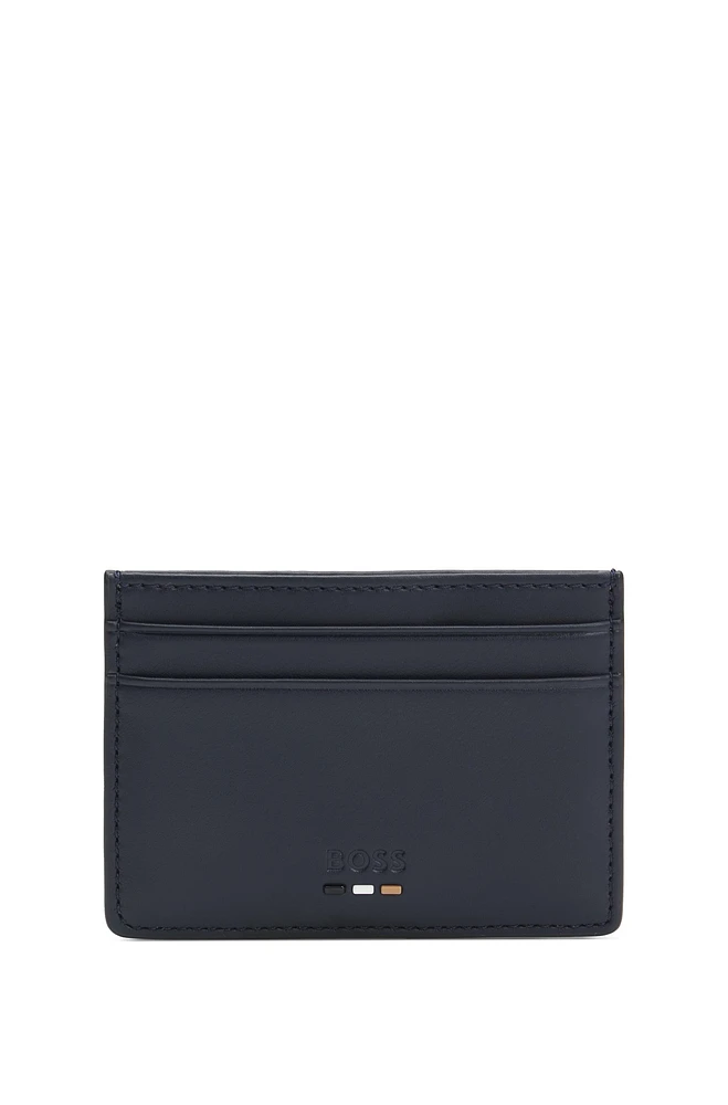 Faux-leather card holder with textured trim