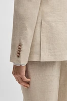 Slim-fit suit checked linen, wool and silk