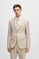 Slim-fit suit checked linen, wool and silk