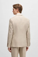 Slim-fit suit checked linen, wool and silk