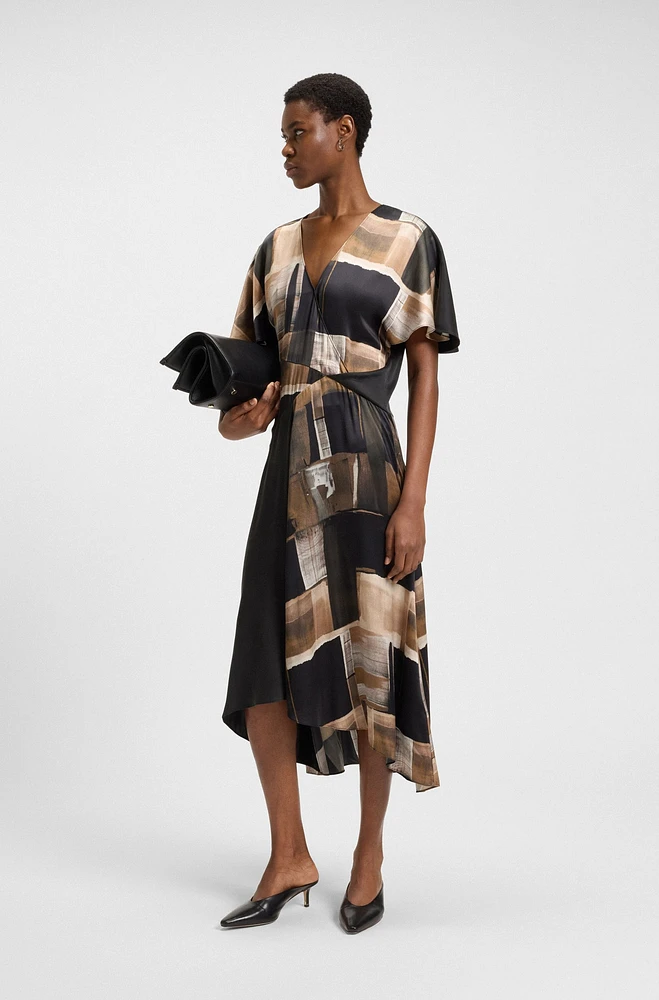 Silk dress with modern print