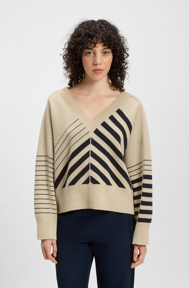 Block-stripe sweater wool and cashmere