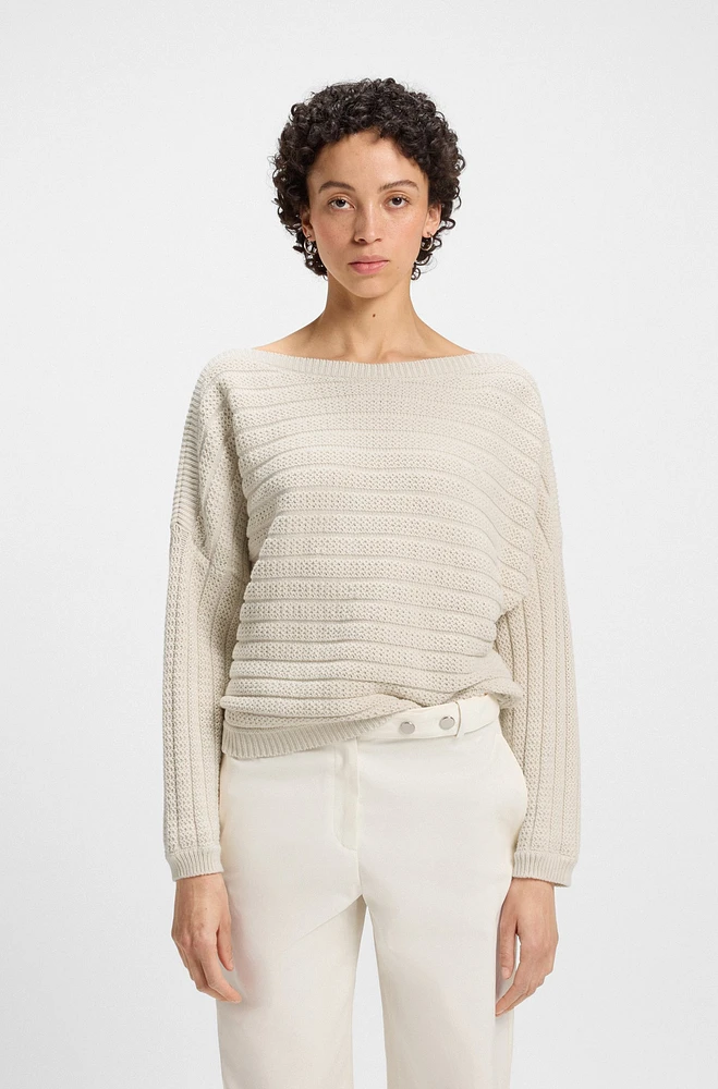 Cotton knitted jacket with mixed structures