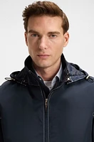 Packable hooded jacket water-repellent mixed fabrics