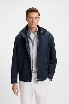 Packable hooded jacket water-repellent mixed fabrics