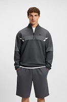 Relaxed-fit zip-neck sweatshirt with quilted jacquard