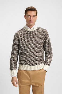 Cotton sweater with rich knitted structure