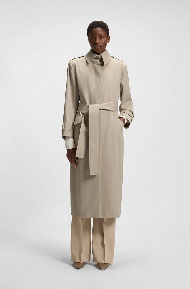 Belted trench coat wool