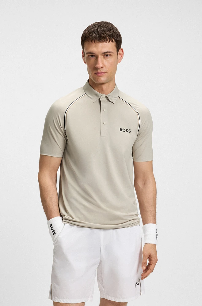 Active slim-fit polo shirt with odor control