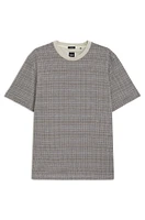 Mercerized-cotton T-shirt with grid pattern