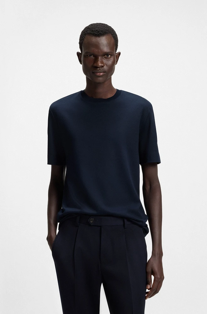 Regular-fit T-shirt mercerized cotton and silk