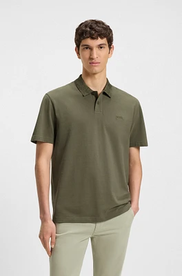 Cotton-piqué polo shirt with patterned collar