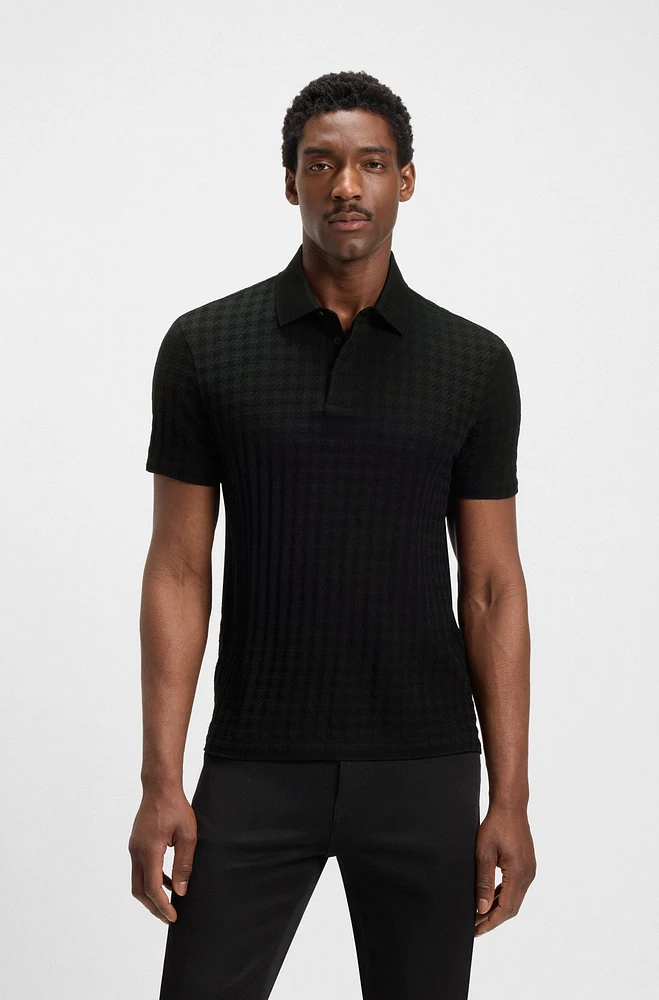 Porsche x BOSS polo shirt houndstooth-jacquard mercerized cotton