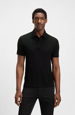 Porsche x BOSS polo shirt houndstooth-jacquard mercerized cotton