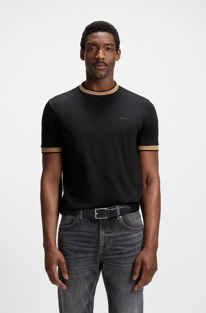 Slim-fit shirt dobby cotton with contrast trims