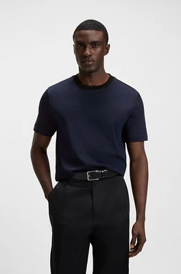 Geometric-jacquard T-shirt mercerized cotton