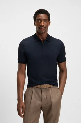Slim-fit polo shirt mercerized-cotton jacquard