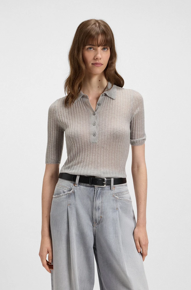Ribbed knit polo wool