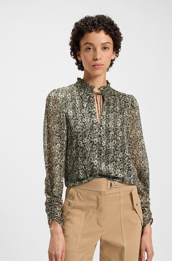 Relaxed-fit blouse printed seersucker